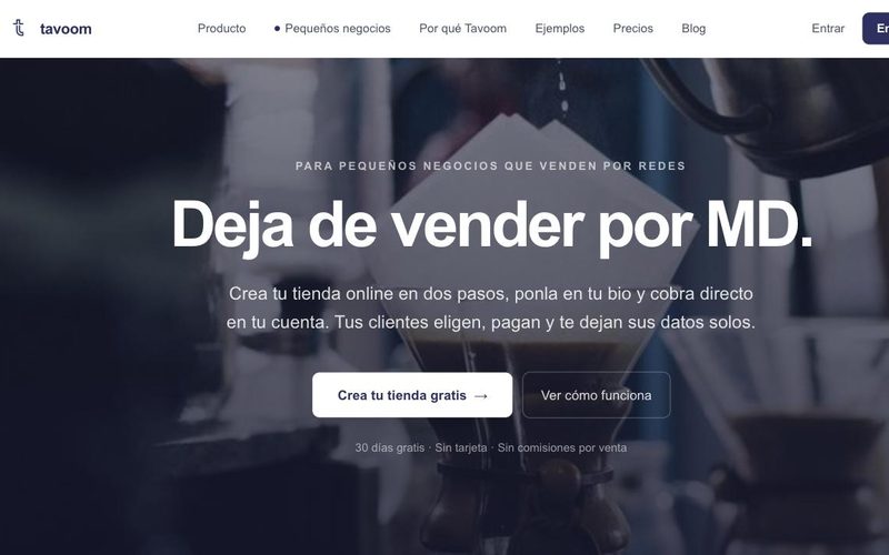 Captura de la web de Tavoom